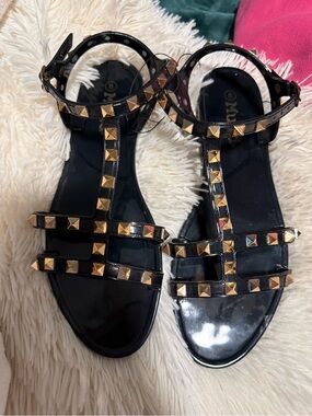 Mudd Black Studded Strappy Sandals